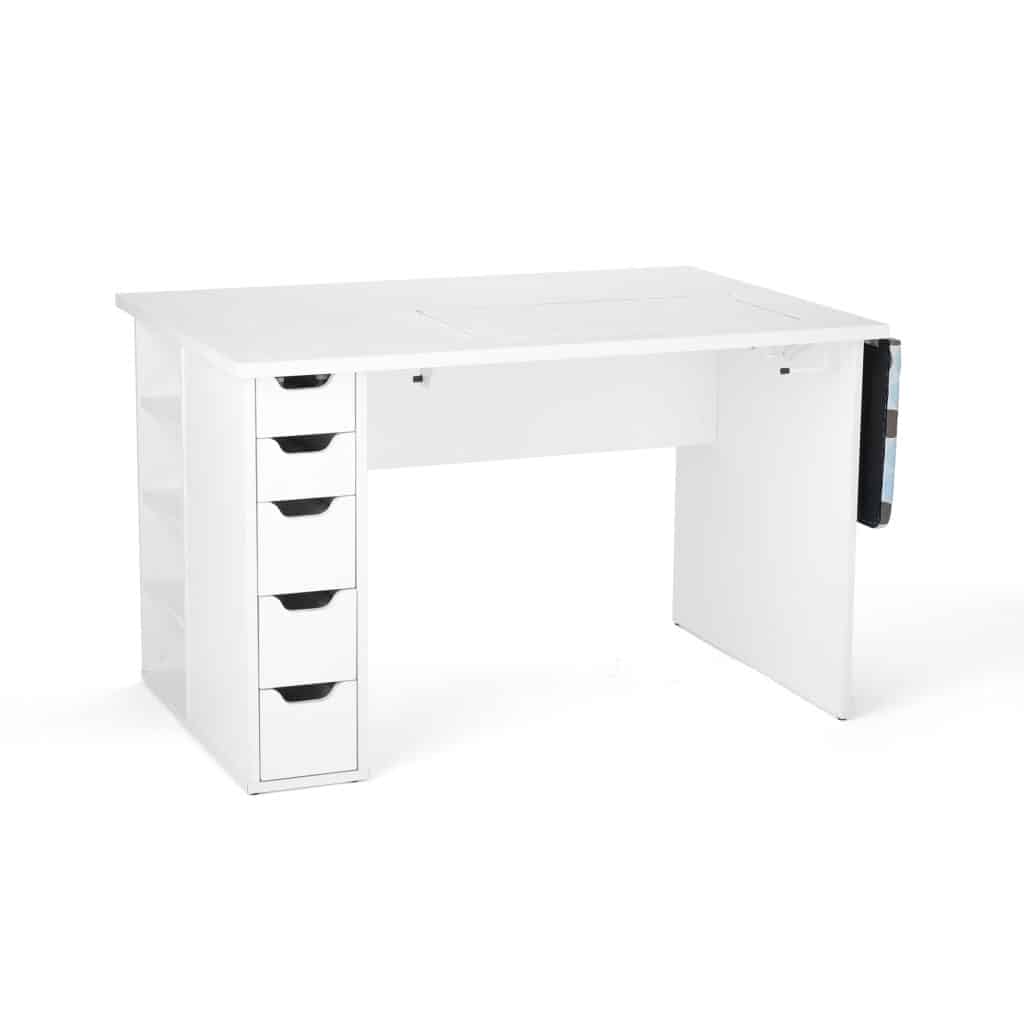White Ginger Sewing Cabinet (62020) from Kangaroo Sewing Furniture closed down to small footprint