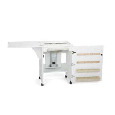 White Sewnatra Sewing Cabinet (501) from Arrow Sewing Furniture in flat bed position without sewing machine
