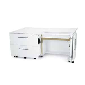 White Diva Sewing Cabinet (1211) from Kangaroo Sewing Furniture in flat bed position without sewing machine