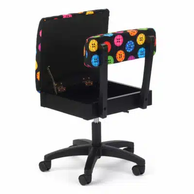 Bright Buttons Sewing Chair (H8013) from Arrow Sewing Furniture with seat open