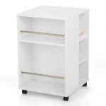 White Storage Cube Craft Organizer (81100) from Arrow Sewing Furniture with ribbon rods