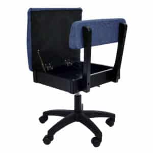 Duchess Blue Sewing Chair (H8130) from Arrow Sewing Furniture with seat open