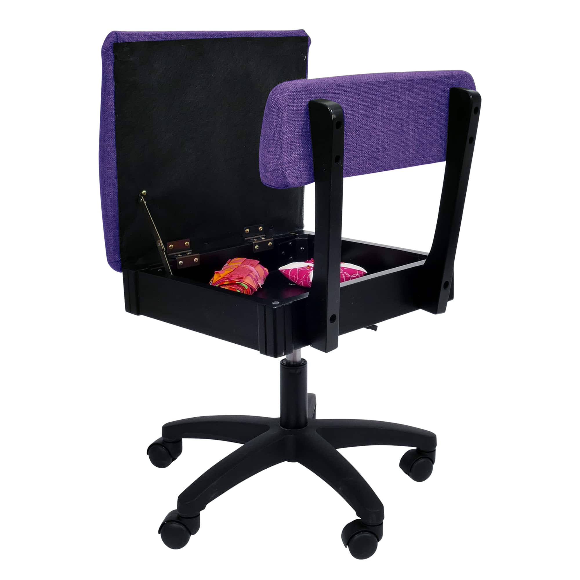 Royal Purple Sewing Chair (H8160) from Arrow Sewing Furniture with seat open