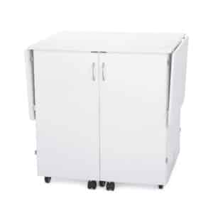 White Emu Sewing Cabinet (K9411) from Kangaroo Sewing Furniture closed down to small footprint