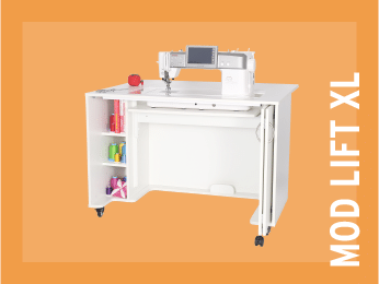MOD XL’s A14 lift opening sewing cabinet was designed to accommodate the largest sewing machines on the market. (Rainbow Grid-03 image)