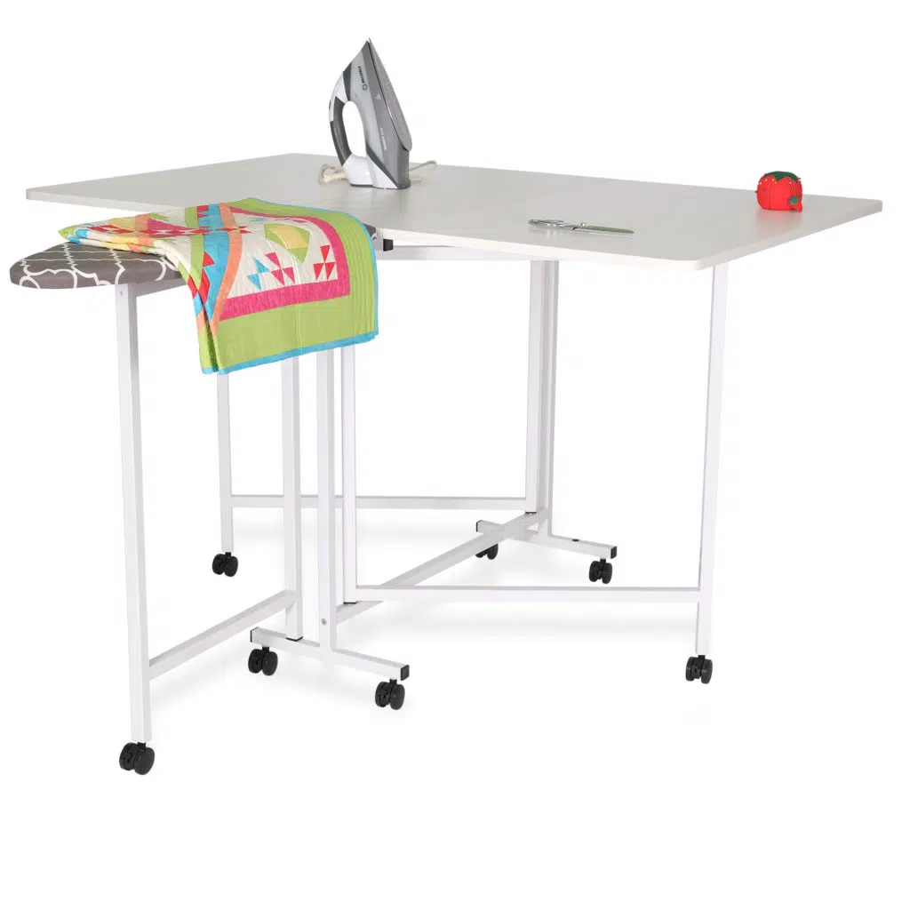 Millie Cutting & Ironing Table expanded view showing functionality
