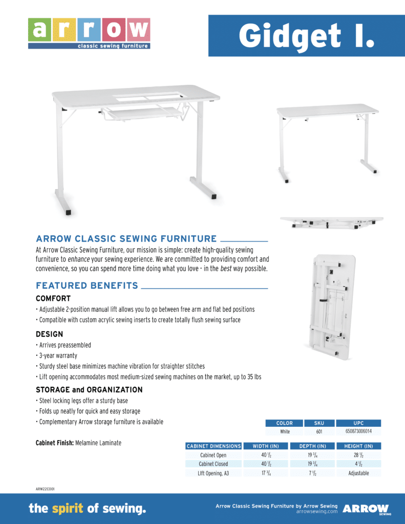 Gidget I sewing table