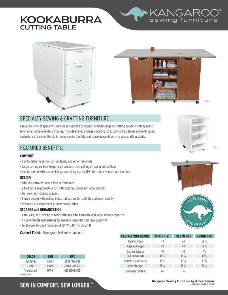 kookaburra cutting table