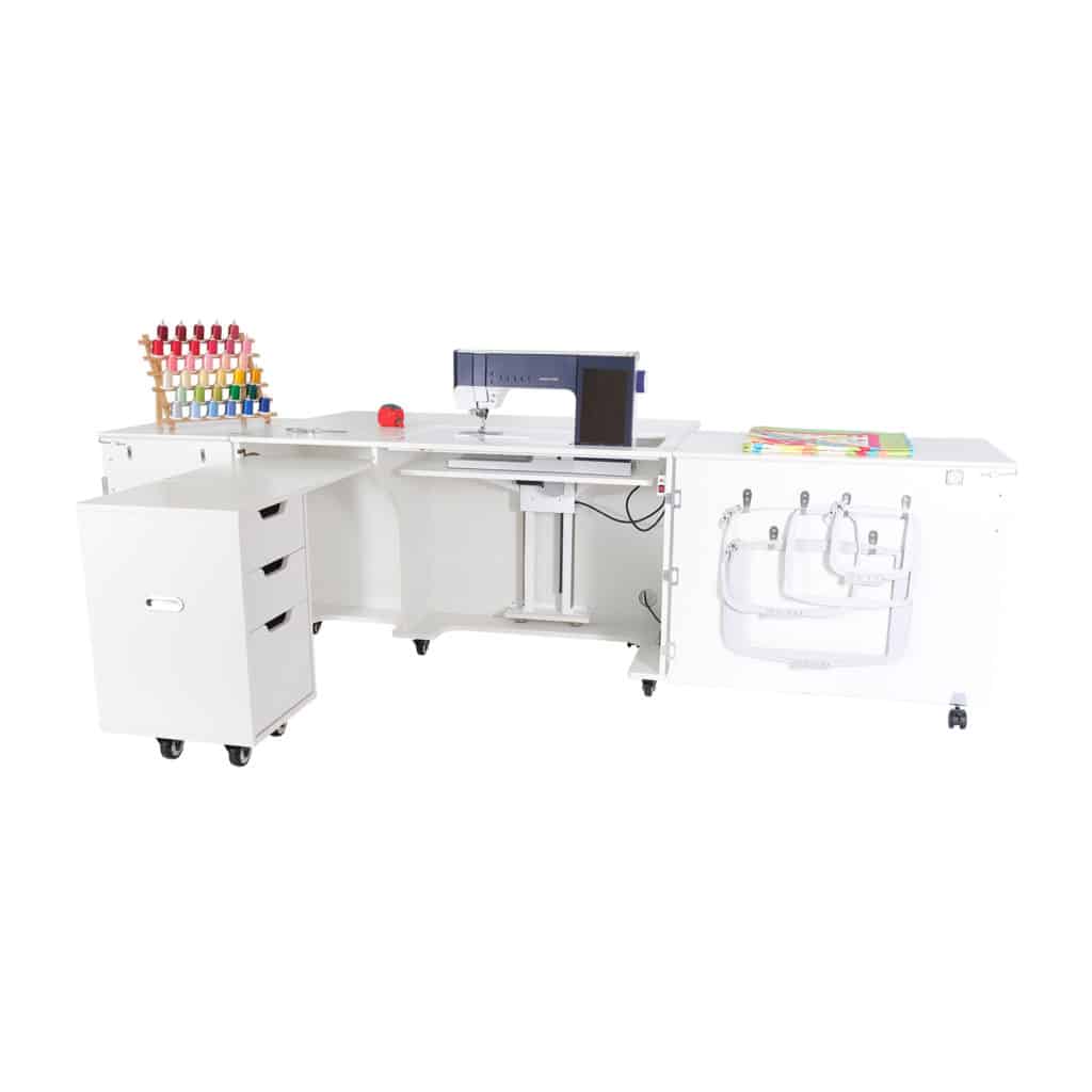 Experience unrivaled comfort and convenience with Outback Electric Sewing Cabinet – the premier large-lift sewing cabinet from Kangaroo Sewing Furniture! Available at Arrow Sewing.