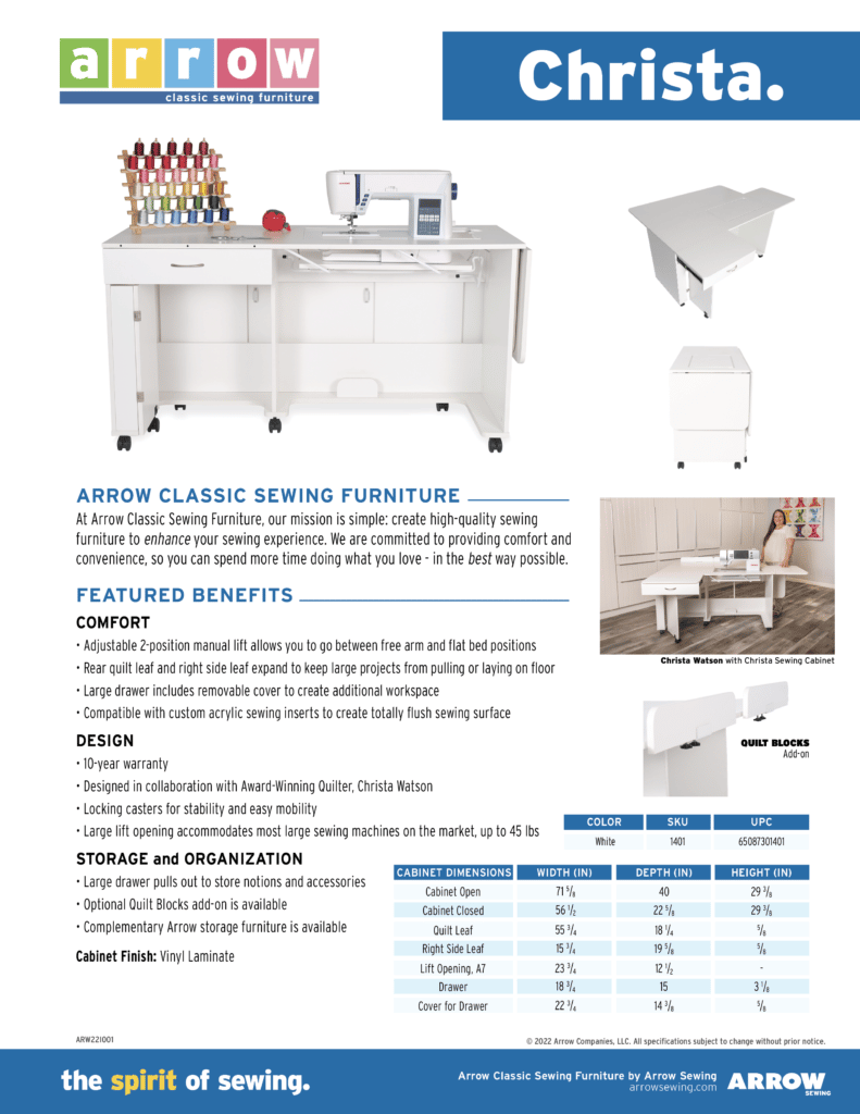 christa sewing cabinet