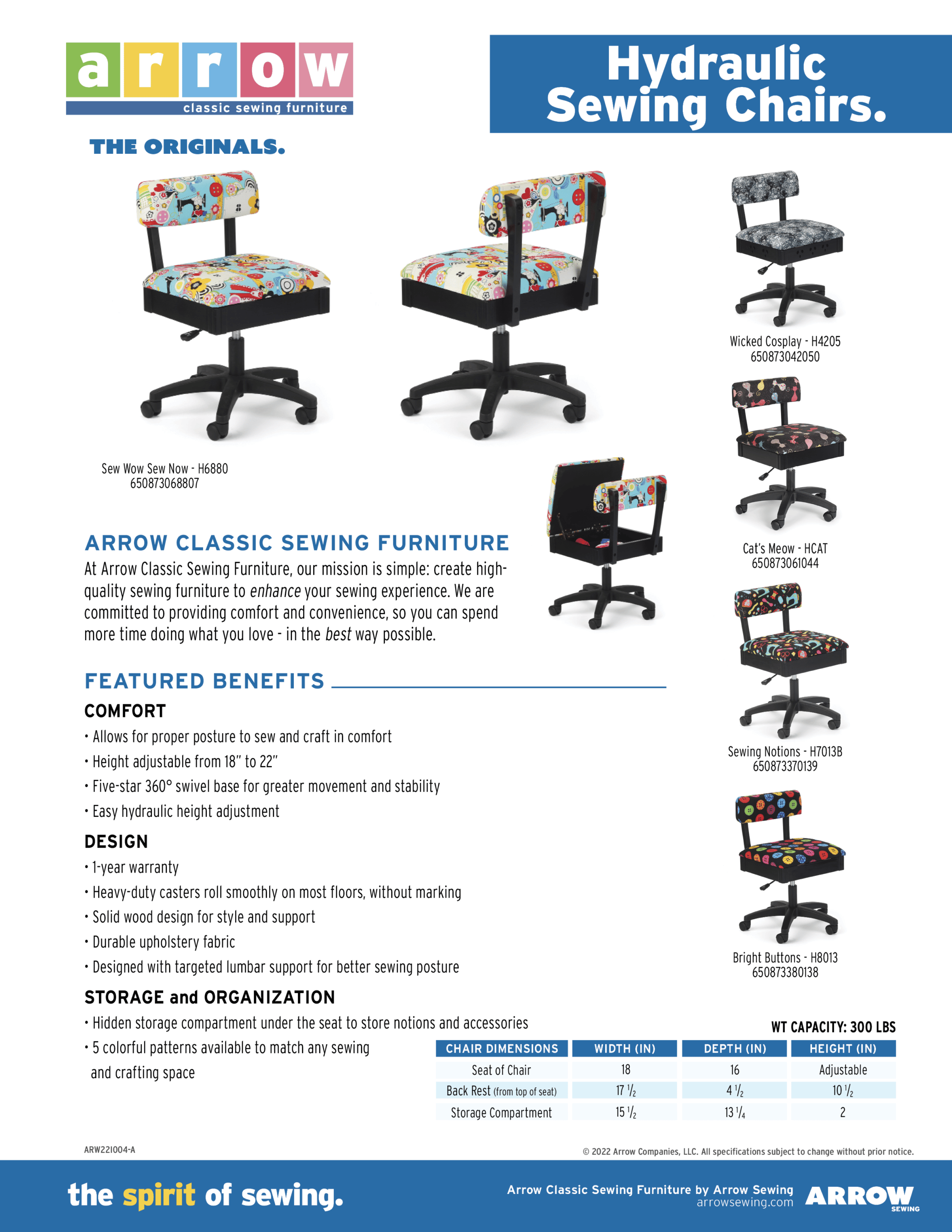 Hydraulic Sewing Chairs product sheet