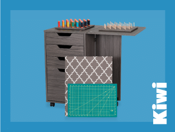 Kiwi Storage Cabinet – Kangaroo Sewing Furniture’s signature storage caddy. Supplied by Arrow Sewing
