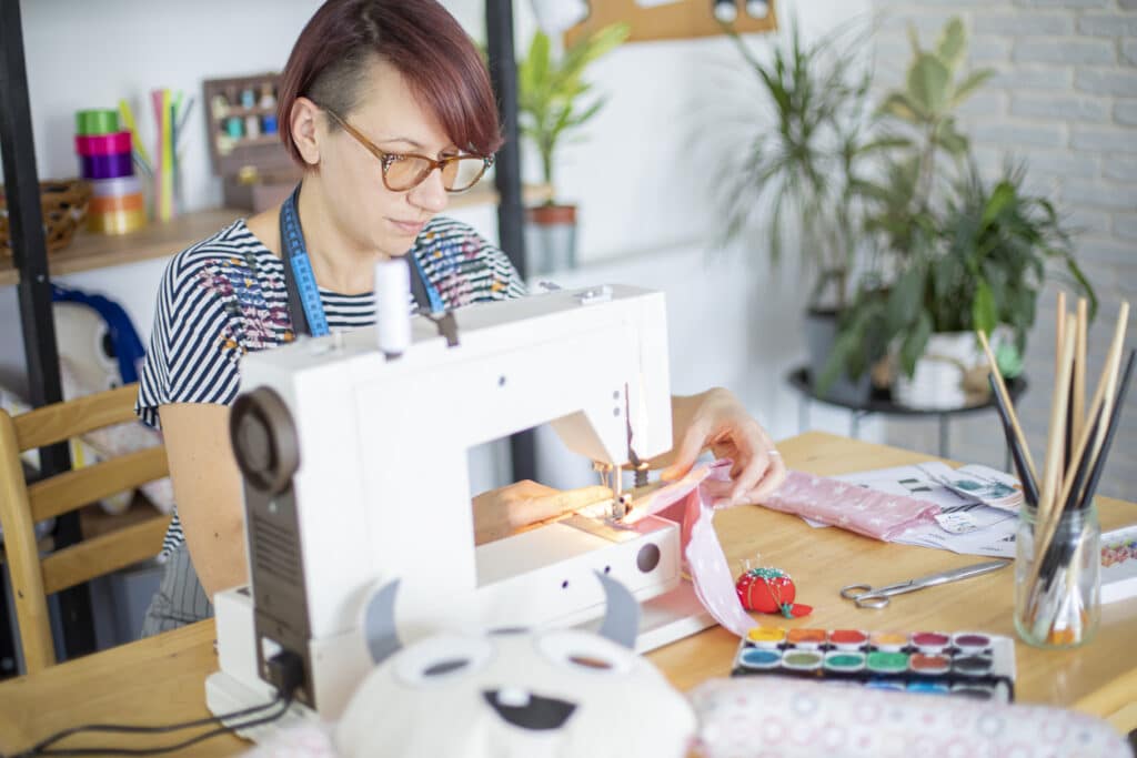 Sewing gifts for special occasion at a sewing machine