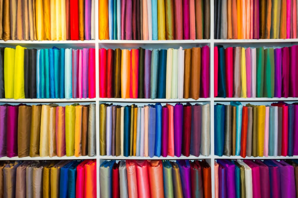 Beautifully organized shelving unit for stylish fabric storage